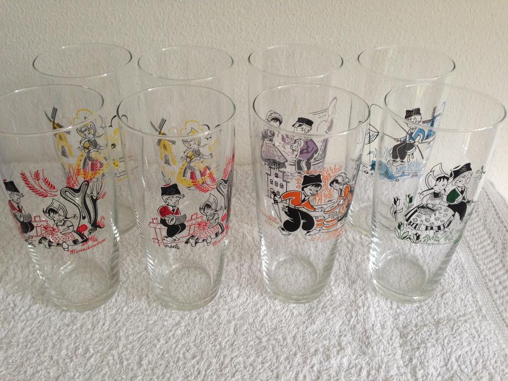 💖8 Vintage PUUR HOLLANDS LONGDRINK GLAZEN Klederdracht., Verzamelen, Glas en Borrelglaasjes, Ophalen of Verzenden, Zo goed als nieuw