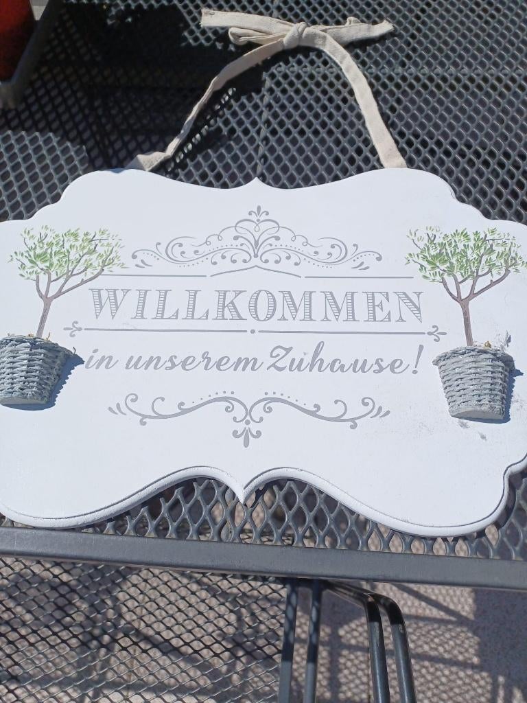 welkoms bord, Ophalen, Nieuw, Wandbord of Wandpaneel, Wit