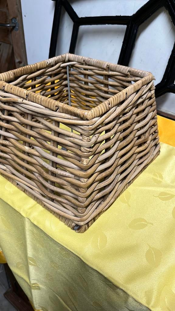 Rieten Kampenkap vierkant, Huis en Inrichting, Lampen | Lampenkappen, Ophalen of Verzenden, Minder dan 25 cm