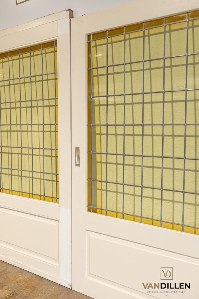 Oude ensuite deuren glas in lood, groot! Unieke set, Doe-het-zelf en Verbouw, Deuren en Horren, 120 cm of meer, Binnendeur, Ophalen of Verzenden
