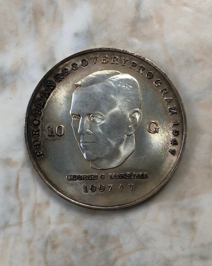 10 gulden 1997, zilver, Marshall., Postzegels en Munten, Munten | Nederland, Verzenden, Koningin Beatrix, Zilver, Losse munt