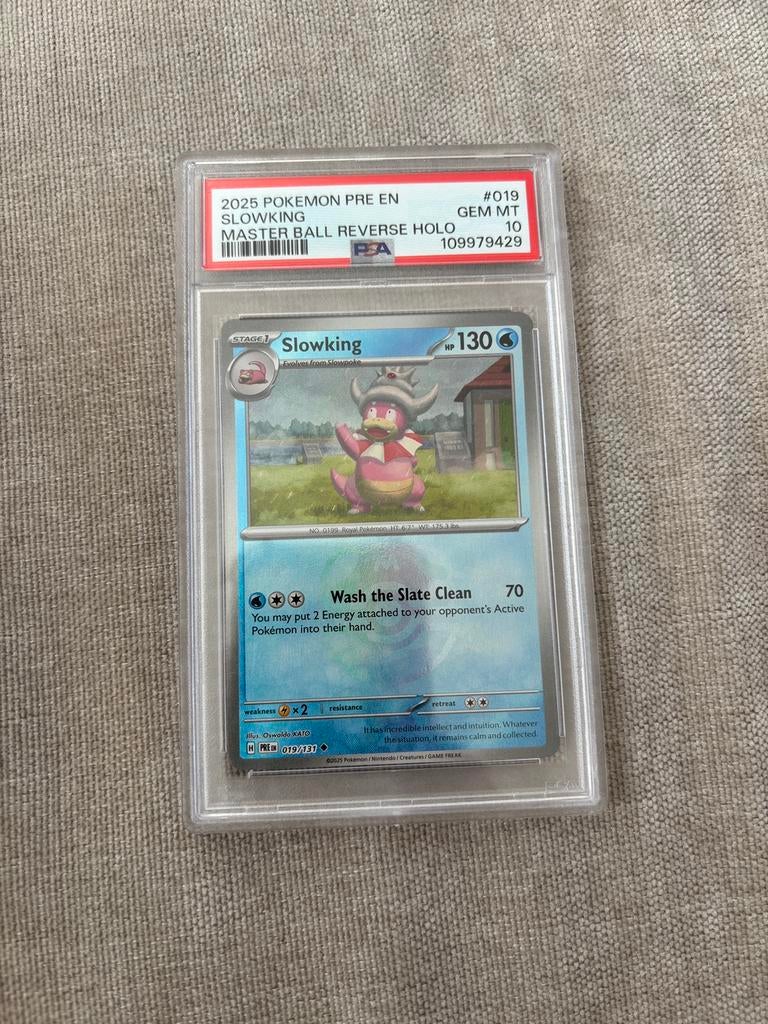 Slowking Master Ball reverse holo PSA 10, Ophalen of Verzenden, Zo goed als nieuw