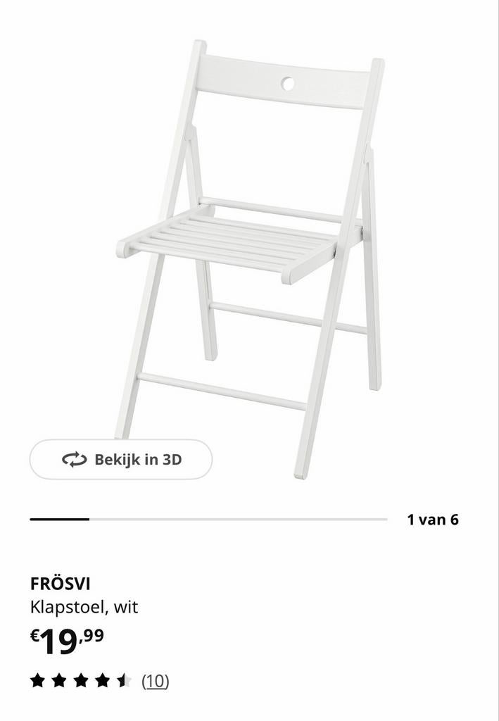 IKEA Frösvi klapstoel wit - uitstekende staat!, Ophalen, Wit, Zo goed als nieuw, Eén