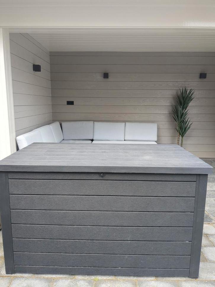 Keter- Ontario-bewaarbox voor tuinkussens-870L, Tuin en Terras, Bergingen en Tuinkasten, Gebruikt, Overige typen, Kunststof, Ophalen