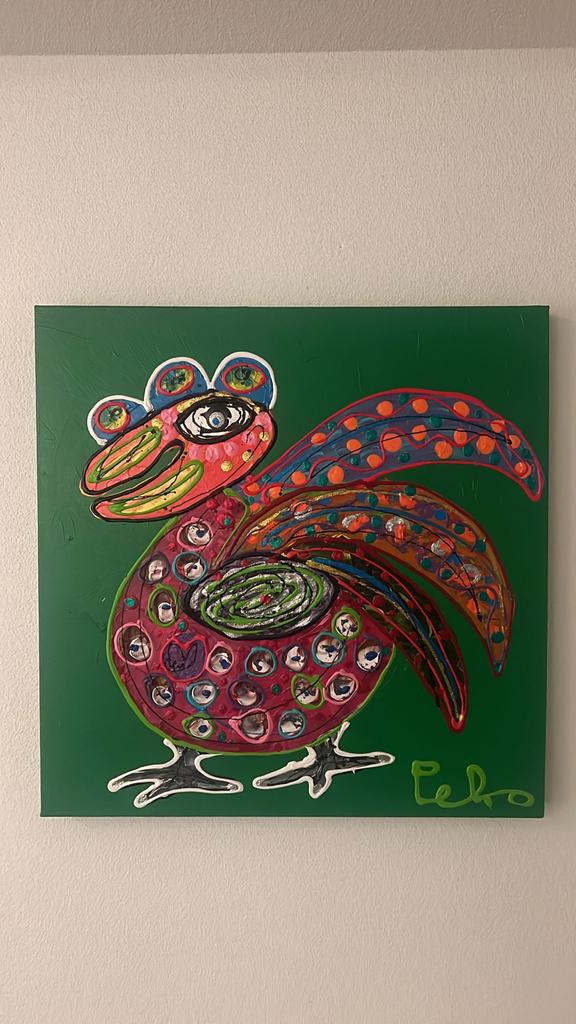 Peko haan schilderij groen, Antiek en Kunst, Kunst | Schilderijen | Modern, Ophalen
