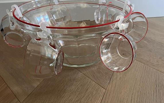 Vintage Arcoroc punch bowl-set: 6 kopjes, Ophalen of Verzenden, Nieuw, Overige typen