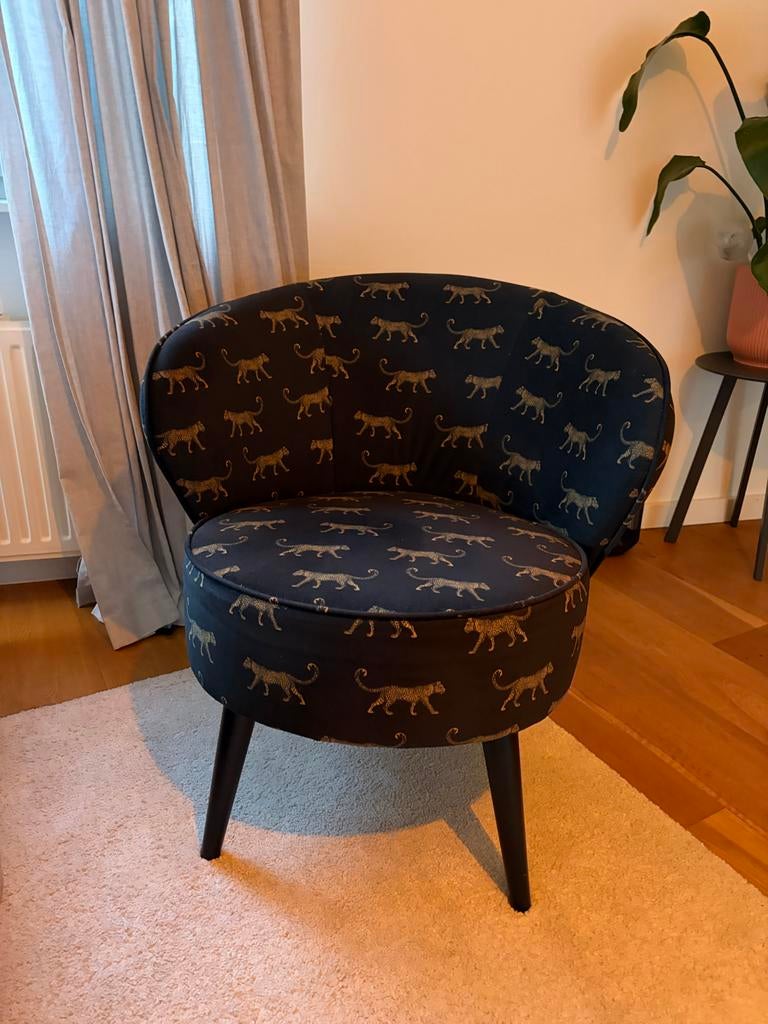 Stijlvolle fauteuil met luipaardprint Woood, Ophalen, Gebruikt, Zwart, Eén