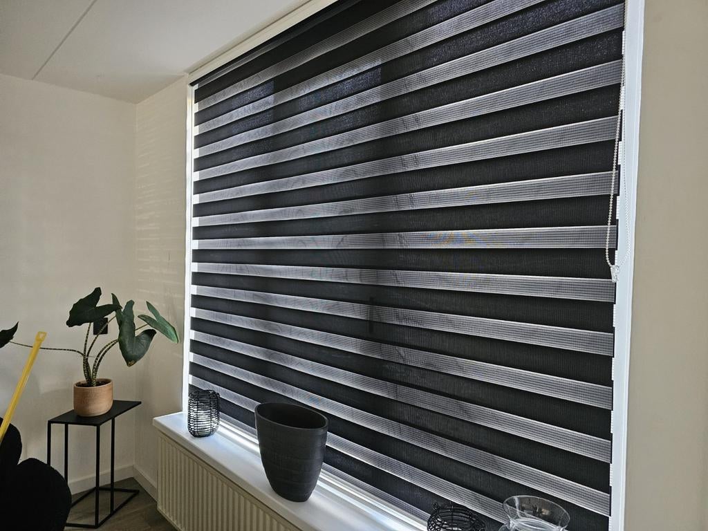 Duo rolgordijn, Huis en Inrichting, Stoffering | Gordijnen en Lamellen, Ophalen, Zwart, 50 tot 100 cm, 150 tot 200 cm