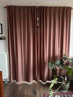 Mooie hema gordijnen met rails (4x), Ophalen of Verzenden, Gebruikt, Bruin, 200 cm of meer