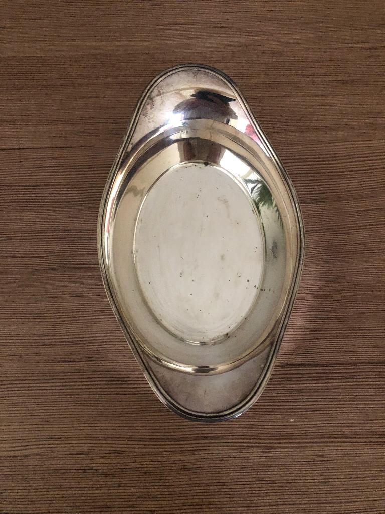 Strak klassiek oud verzilverd met merkteken bonbonschaaltje, Verzenden, Zilver