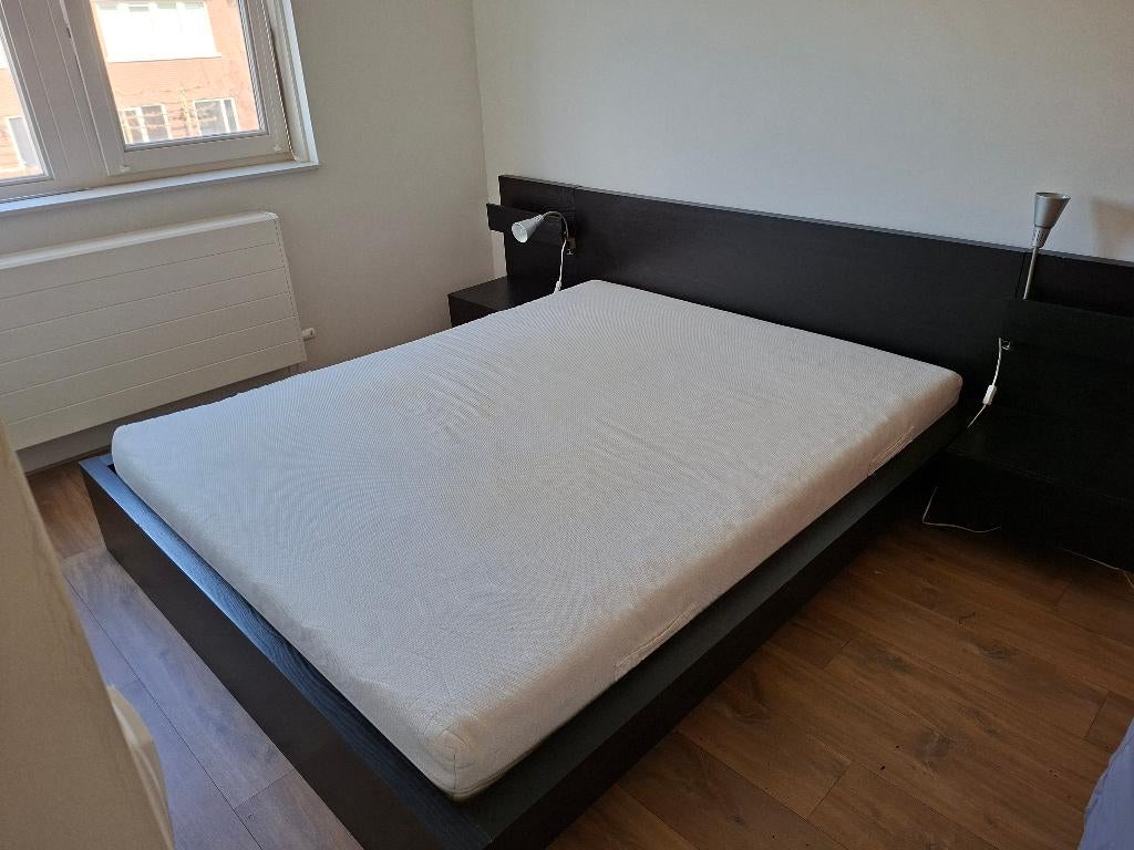 2 persoons bed, Huis en Inrichting, Slaapkamer | Bedden, Ophalen, Gebruikt, Zwart, Tweepersoons