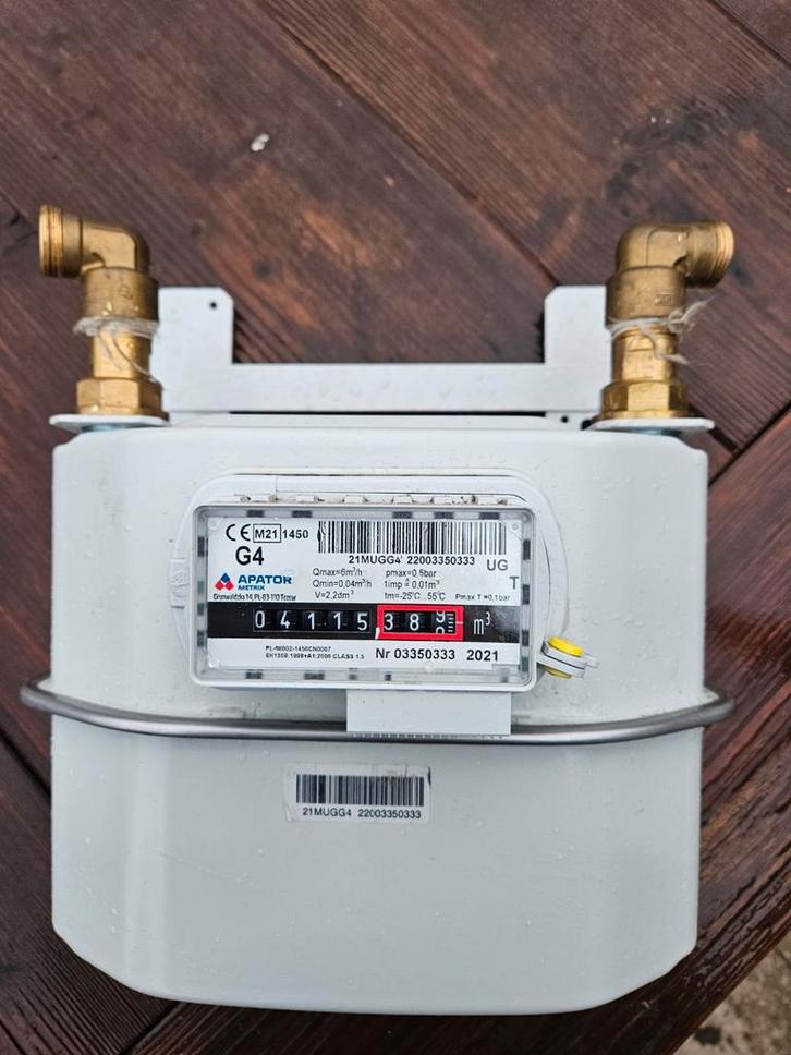 Apator Metrix Gasmeter G4 met koppelingen en beugel, Doe-het-zelf en Verbouw, Meetapparatuur, Zo goed als nieuw, Ophalen of Verzenden