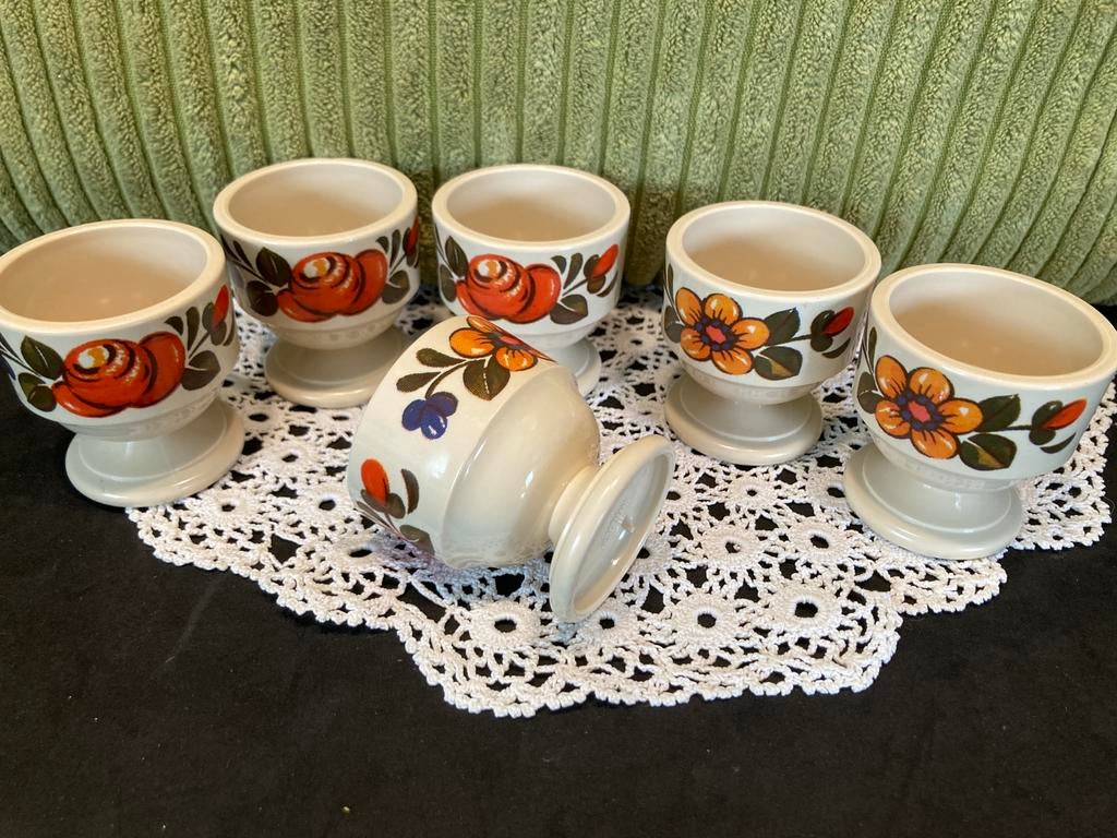 Set van 6 vintage eierdopjes, Emsa (240326), Ophalen of Verzenden, Zo goed als nieuw, Overige stijlen, Overige typen