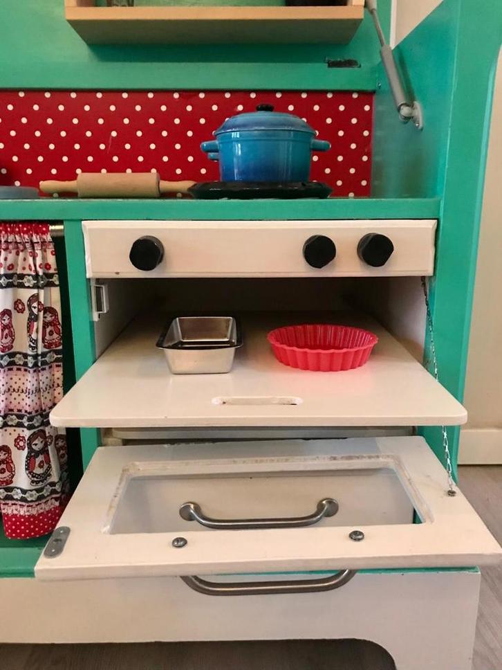 Speel kinderkeukentje turquoise (bijdrage voor spaarpot), Kinderen en Baby's, Speelgoed | Speelkeukens, Gebruikt, Speelkeuken