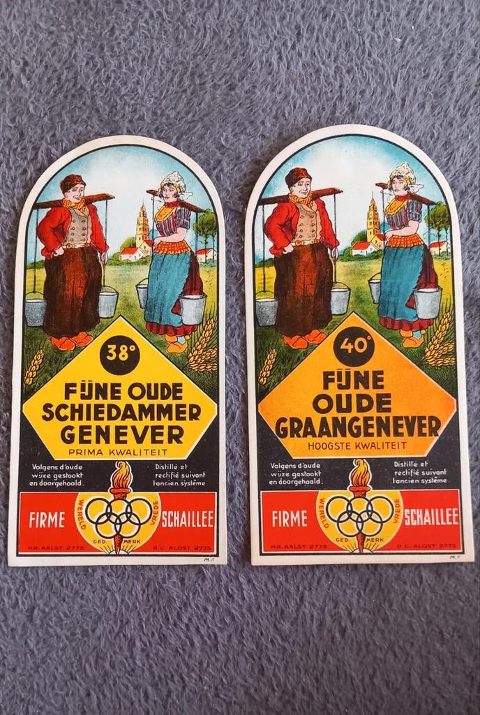 Oude Mooie Genever Jenever Etiketten Kelder Schiedam, Ophalen of Verzenden, Zo goed als nieuw, Overige typen
