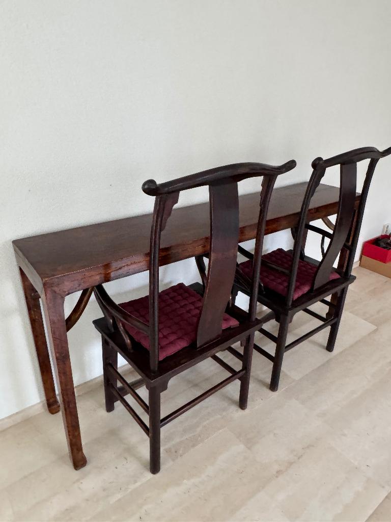 Chinese antieke smalle tafel en stoelen, Antiek en Kunst, Antiek | Meubels | Tafels, Ophalen