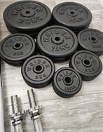 Halterschijven Dumbells Halterstang Totaal 142kg ijzer, Ophalen, Zo goed als nieuw