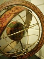 OUDE ITALIAANSE ARMILLARIUM PLANETARIUM HOUT/METAAL 35X20 CM, Gebruikt, Ophalen of Verzenden, Interactief, Italië