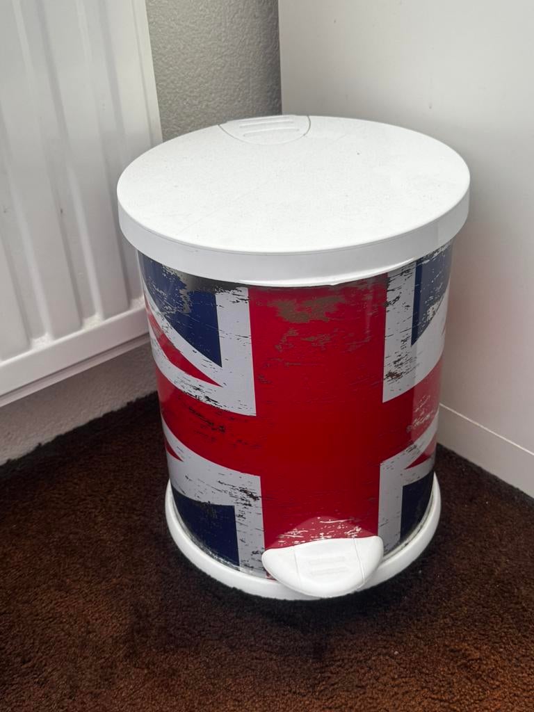 Prullebak, engels motief, Ophalen, Kunststof, Met pedaal, 40 liter of meer