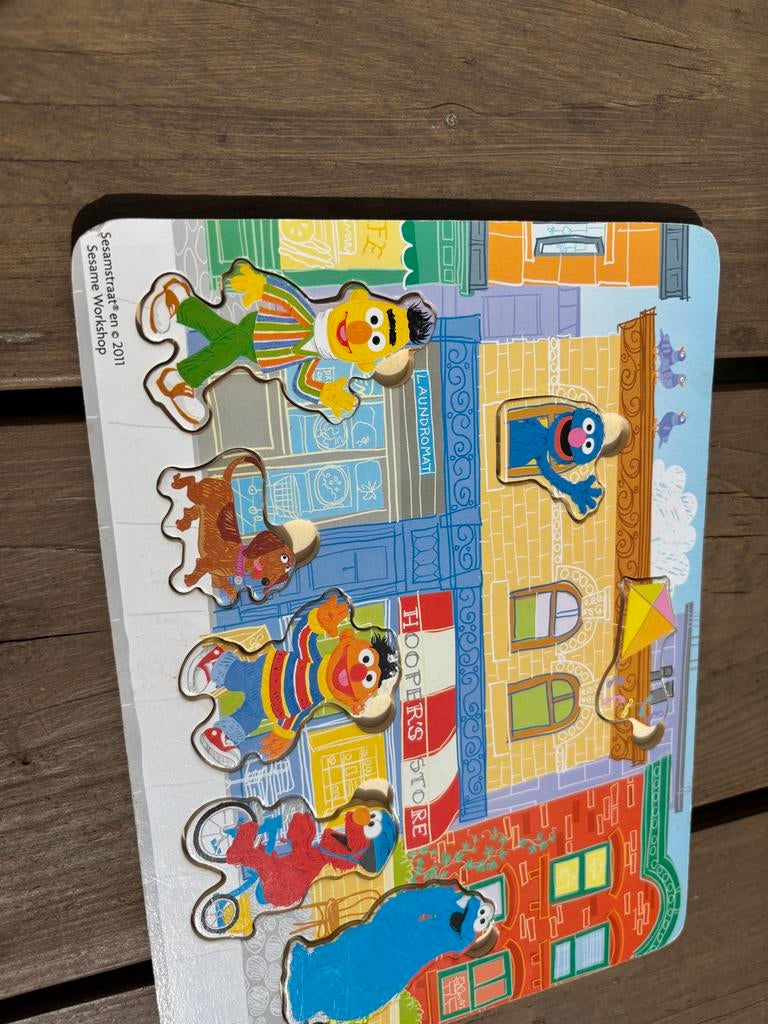 Houten puzzel Sesamstraat, 2 tot 4 jaar, Gebruikt, Ophalen of Verzenden, Van hout