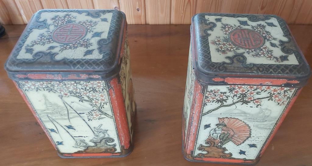 Antieke Niemeijer thee/koffie blikken, Ophalen of Verzenden, Gebruikt, Overige