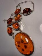 Koljer zilver barnsteen antiek, Ophalen of Verzenden, Zo goed als nieuw, Zilver, Zilver