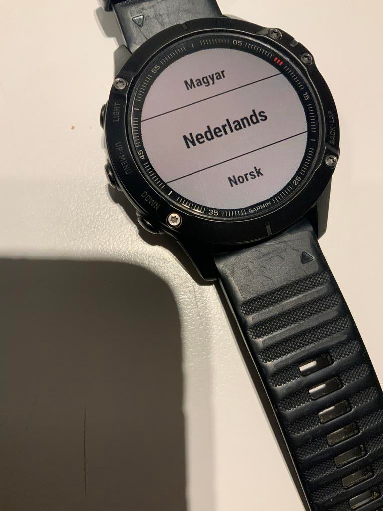 Garmin Fenix 6 47mm saffier, Gebruikt, Verzenden, Zwart, Waterdicht