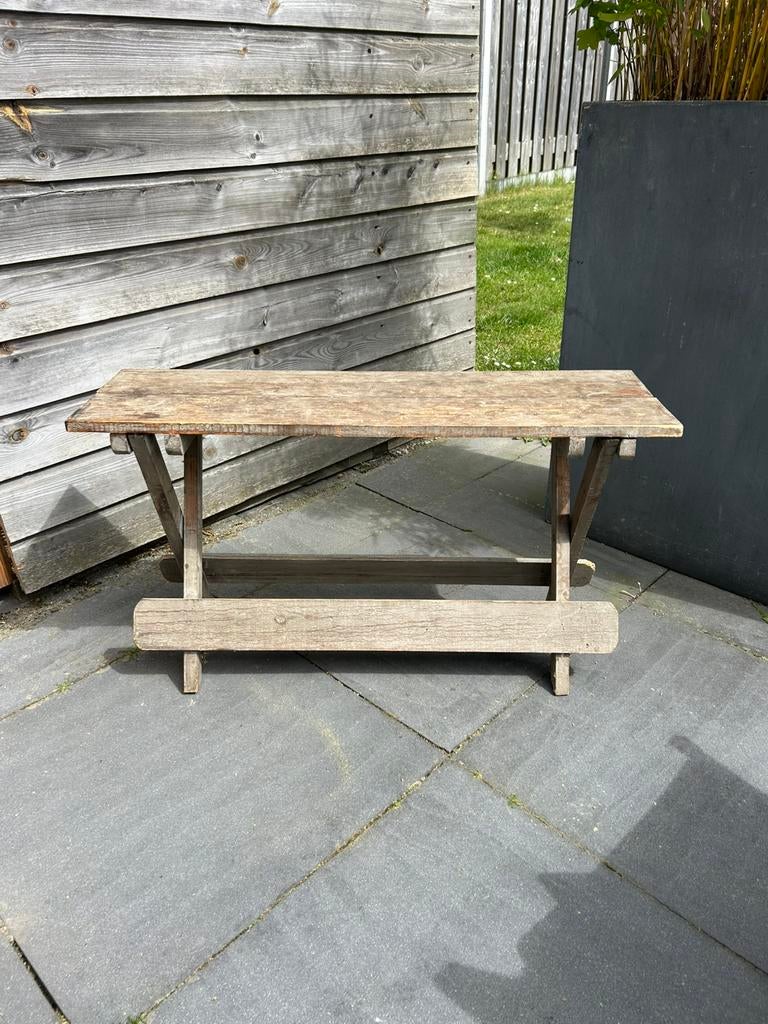 Houten bankje/tafeltje, Antiek en Kunst, Ophalen