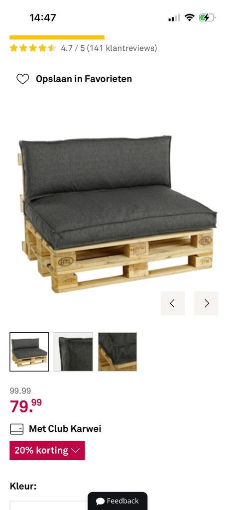 Palletkussens incl opbergkist, Tuin en Terras, Tuinbanken, Zo goed als nieuw, Ophalen