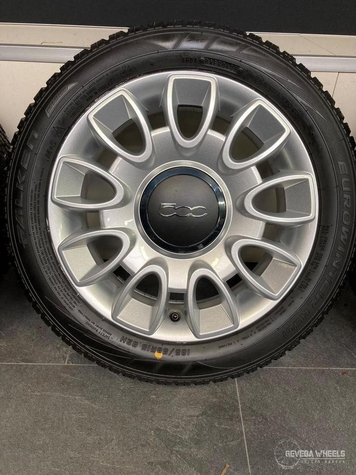 15” originele Fiat 500 velgen + winterbanden 4x98 185/55/15, Auto-onderdelen, Banden en Velgen, Banden en Velgen, Winterbanden