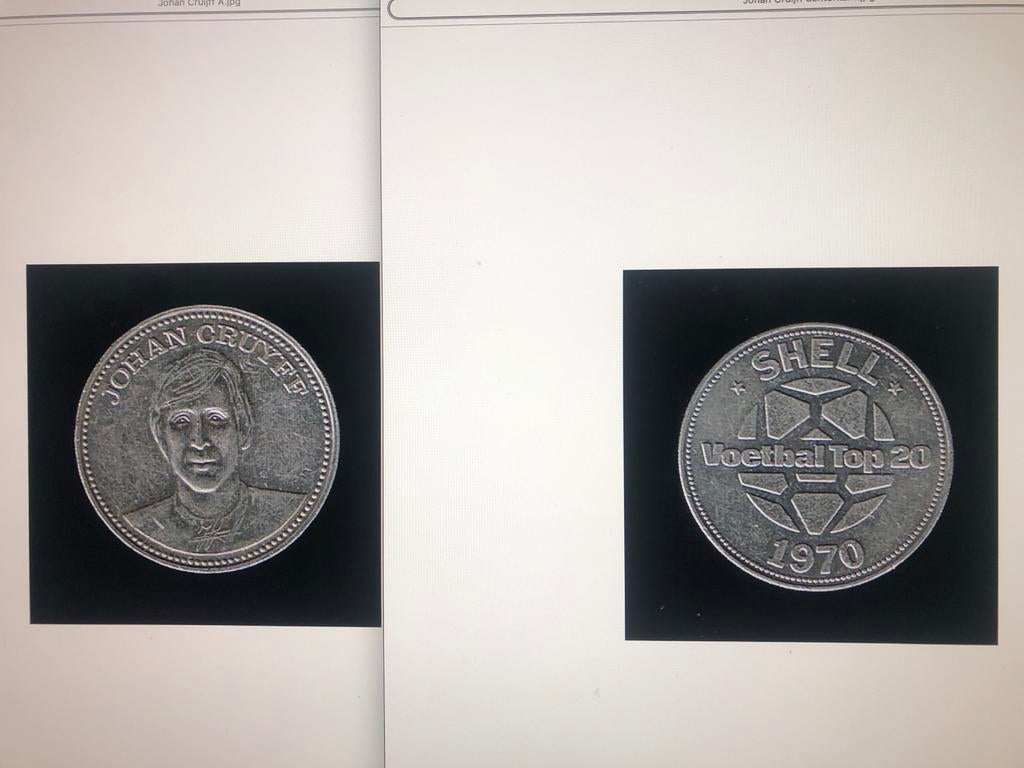 Johan Cruijff Shell Voetbal Top 20 Munt 1970, Postzegels en Munten, Munten | Nederland, Ophalen of Verzenden, Koningin Juliana