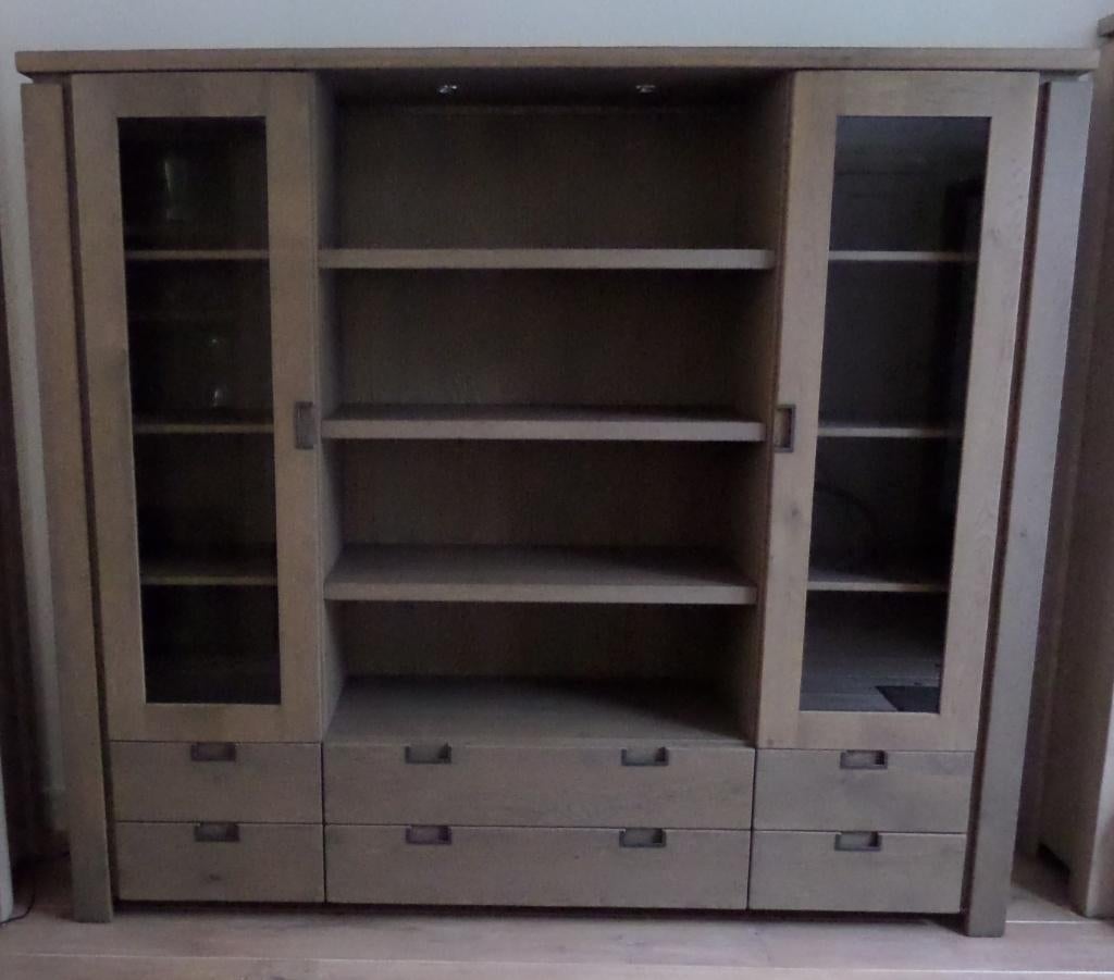 wandkast BKS massief eiken, Ophalen, Gebruikt, Met deur(en), 200 cm of meer