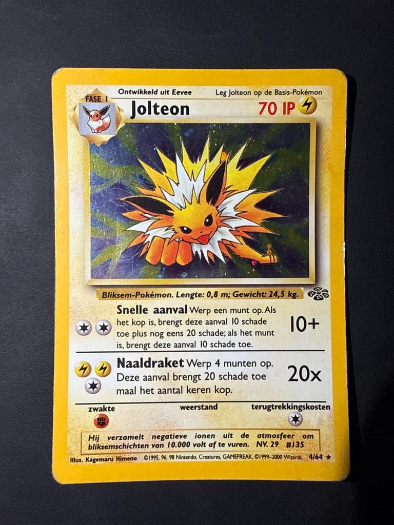 Jolteon Jungle Nederlands 4/64 pokemon, Ophalen of Verzenden, Gebruikt, Losse kaart, Foil
