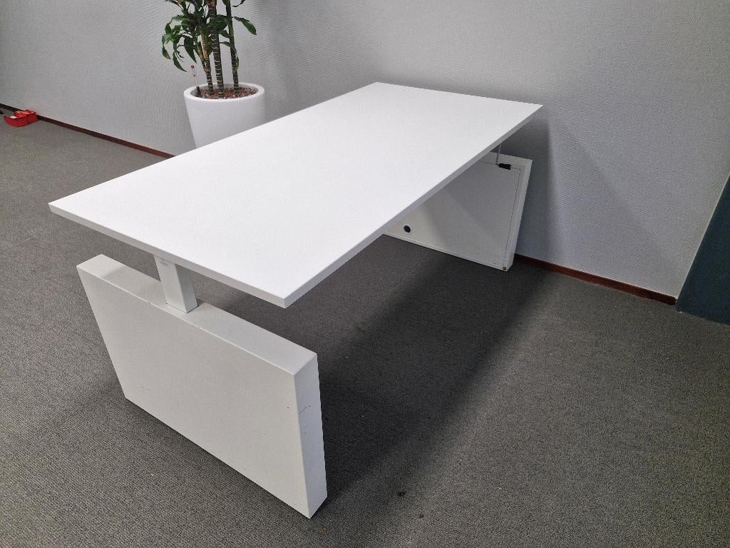 Vepa RW wit slinger / zwengel bureau met wang (20 x), 160 cm, In hoogte verstelbaar, Ophalen of Verzenden, Vepa