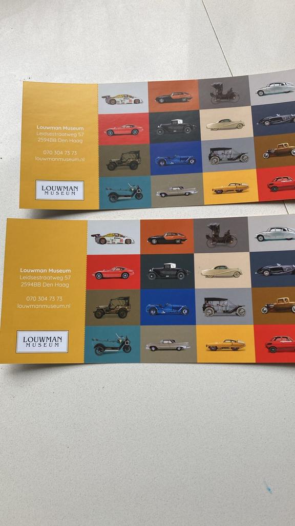 Louwman museum entree tickets Den Haag, Twee personen, Ticket of Toegangskaart