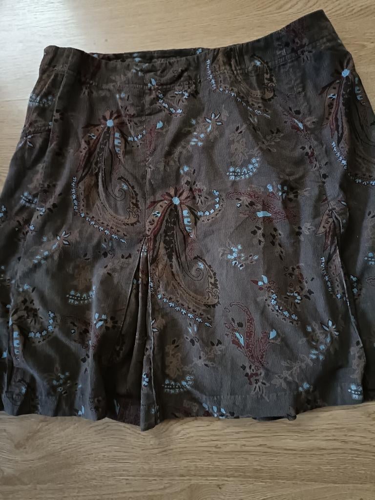 Bruine corduroy rok met paisley print, Bruin, Maat 42/44 (L), Ophalen of Verzenden, Gedragen