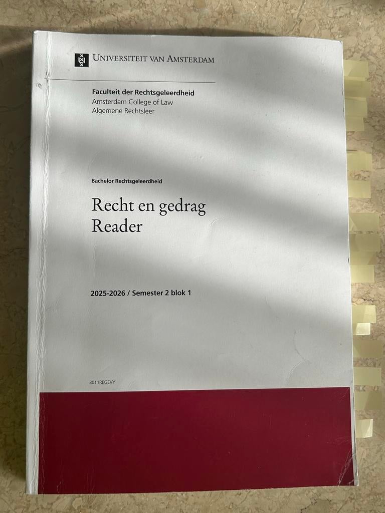 Recht en gedrag Reader - UvA, Ophalen of Verzenden, Gamma, Gelezen, WO