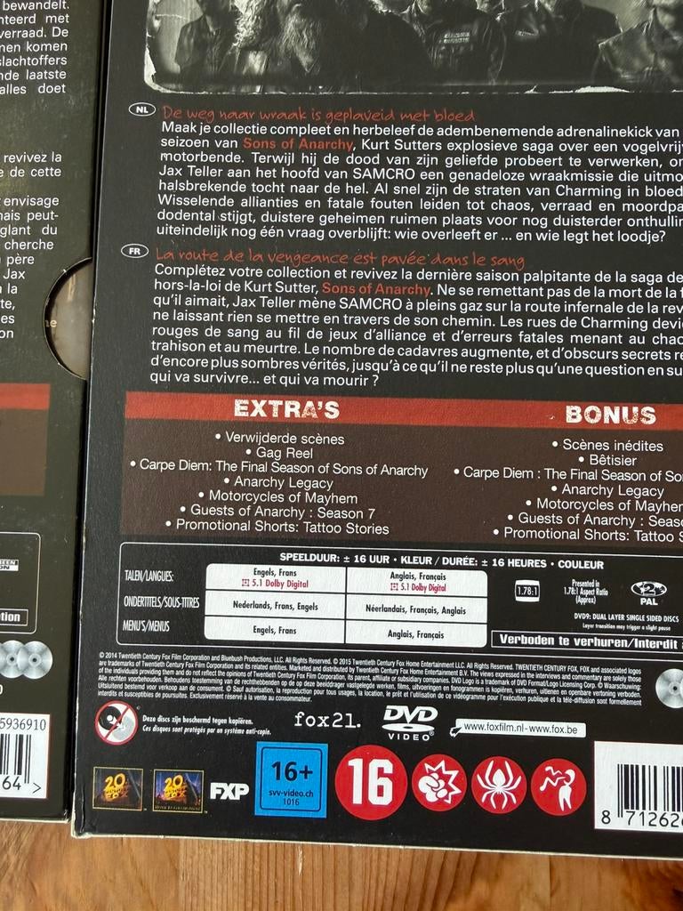 Sons of Anarchy Complete Serie DVD Boxset Seizoen 1-7, Vanaf 16 jaar, Verzenden, Boxset, Zo goed als nieuw