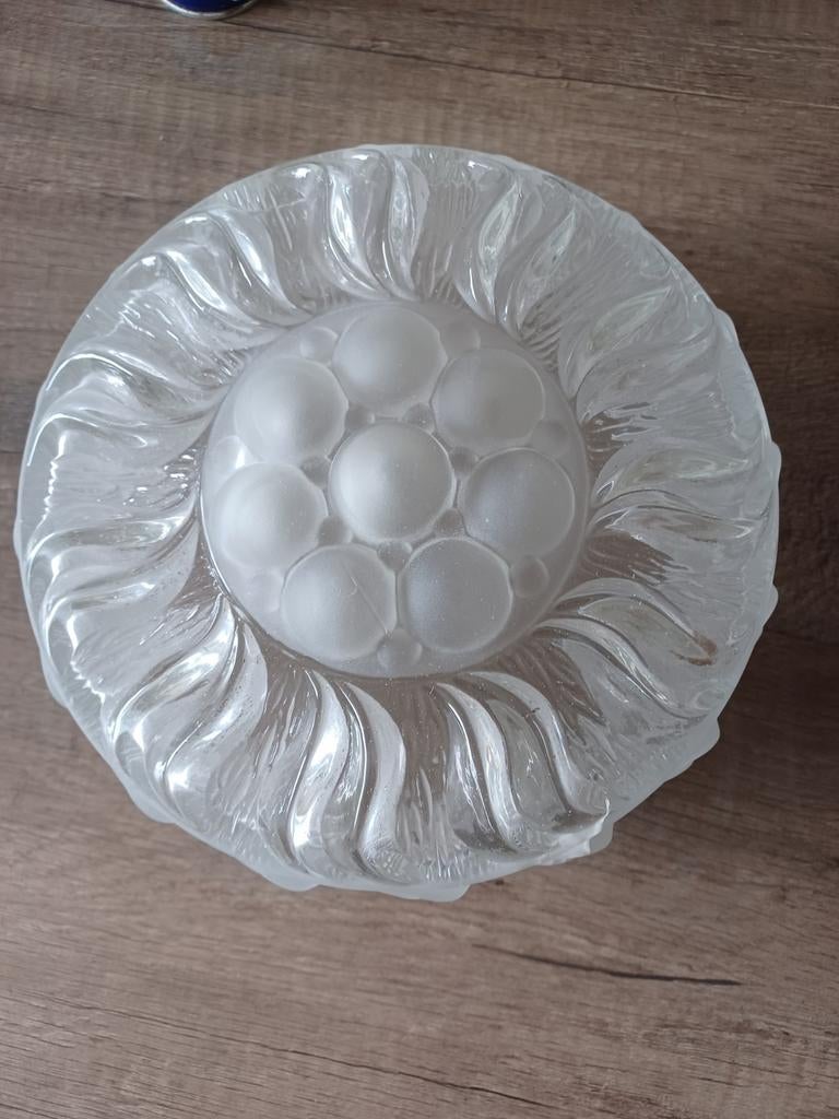 Vintage glazen plafondlamp jaren 70., Ophalen of Verzenden, Glas