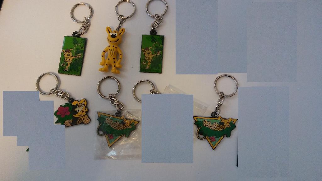 Marsu Marsupilami strip tekenfilm sleutelhangers vintage, Verzamelen, Stripfiguren, Gebruikt, Beeldje of Figuurtje, Overige figuren