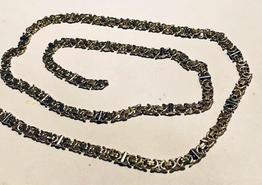 Plat Gouden Ketting Koningschakel 14 KRT // Lengte 73 CM, Ophalen of Verzenden, Zo goed als nieuw, Goud, Goud