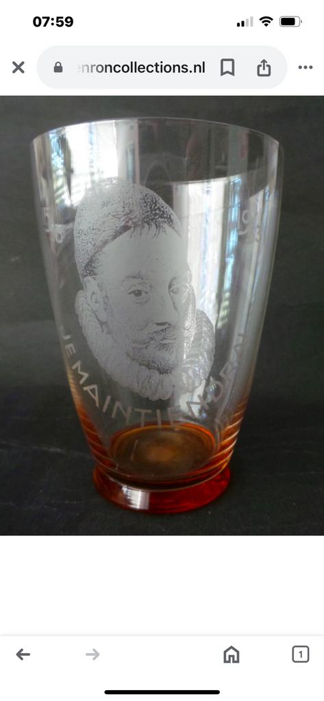 Willem van Oranje (Leerdam glaswerk), Antiek en Kunst, Ophalen of Verzenden