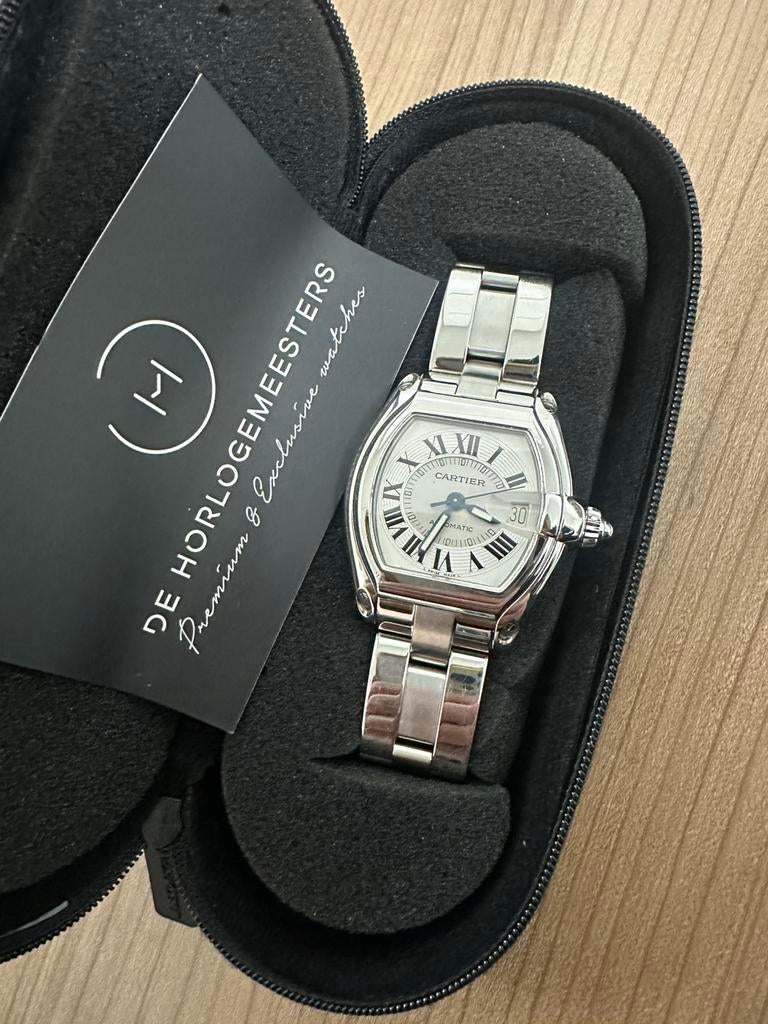 Cartier Roadster Automatic, Sieraden, Tassen en Uiterlijk, Horloges | Heren, Staal, Staal, Polshorloge, Zo goed als nieuw