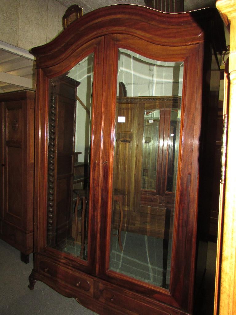 antieke zeer mooie mahonie linnenkast kleerkast, Antiek en Kunst, Curiosa en Brocante, Ophalen of Verzenden