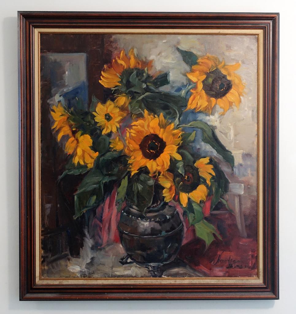 Zonnebloemen stilleven Roos Nagtegaal - Bosnak, Antiek en Kunst, Ophalen of Verzenden