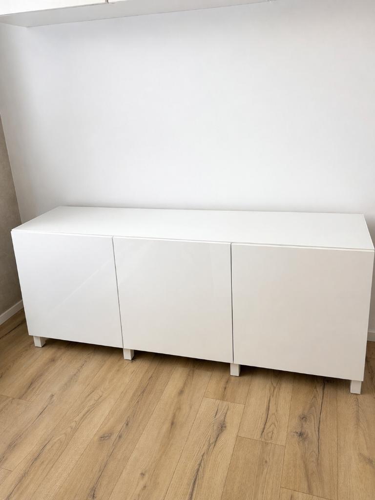 BESTÅ Opberger met deuren, wit, Ophalen, 150 tot 200 cm, Zo goed als nieuw, Minder dan 100 cm