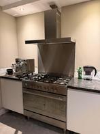 RVS Afzuigkap 90cm met achterpaneel - Motor & Recirculatie, Ophalen, Gebruikt, Wandschouwkap, Vrijstaand