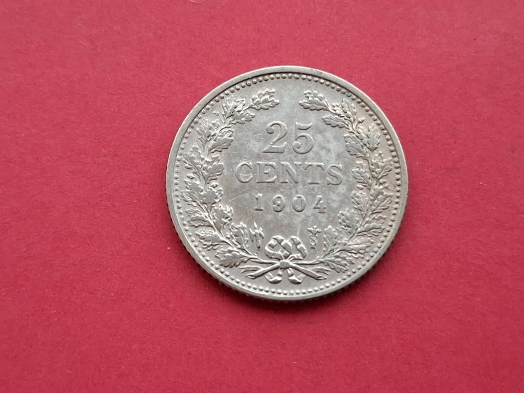 25 cent 1904, Postzegels en Munten, Munten | Nederland, Zilver, 25 cent, Ophalen of Verzenden, Koningin Wilhelmina