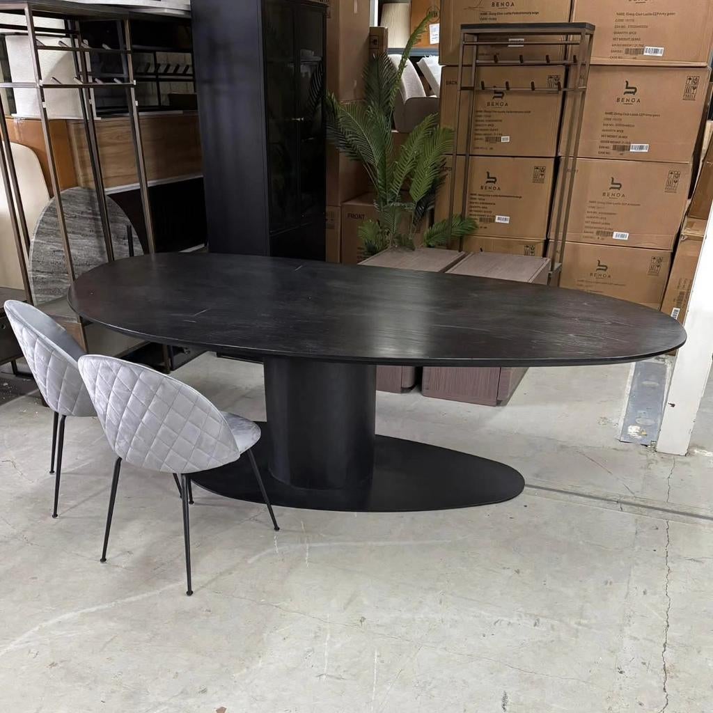 Organische Eetttafel Eiken Zwart van Richmond Interiors, Ophalen
