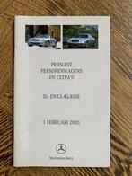 Prijslijst Mercedes-Benz SL- R230 en CL- C215 klasse 2003, Nieuw, Mercedes-Benz, Mercedes, Ophalen of Verzenden